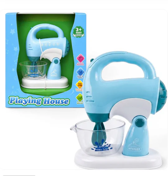 iLearnNGrow Pretend Play Hand Blender Mixer Toy for Kids | Light & Sound Kitchen Appliance Set with Rotating Beater | Role Play Cooking Toy for Boys & Girls 3+ Years