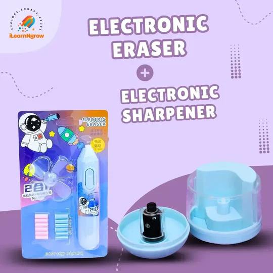 Electronic Eraser & Electronic Sharpener Combo for Kids - Smart Stationery Essentials