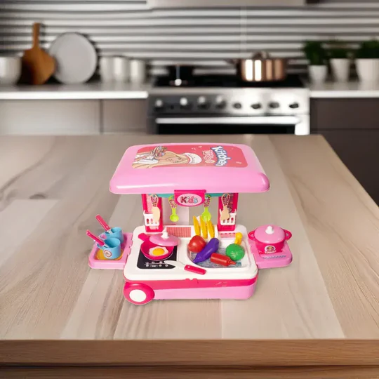 Luxury kids kitchen set - Portable Cooking Suitcase Playset with Lights & Sounds