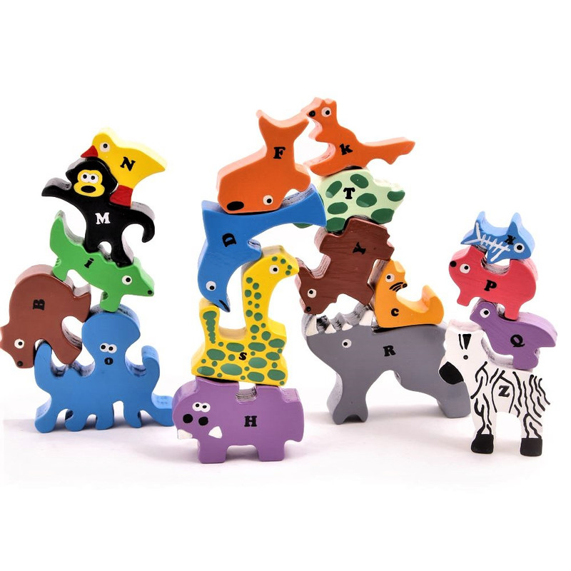 Wooden Montessori Animals Puzzle A to Z & Educational & Learning, PreSchool  Playset- (Upper and Small case) - Jumbo Size- Multicolour