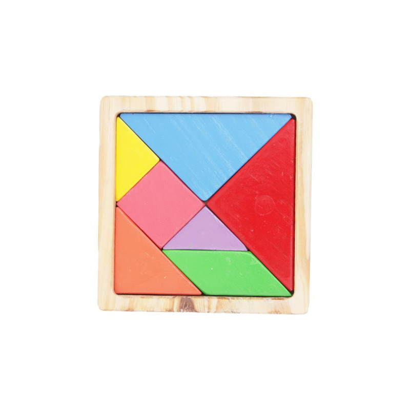Wooden Brain Boosting Premium Magnetic Tangram Puzzle - Multicolour With Hidden Neo Magnets (7 Pieces) - Rainbow Colours
