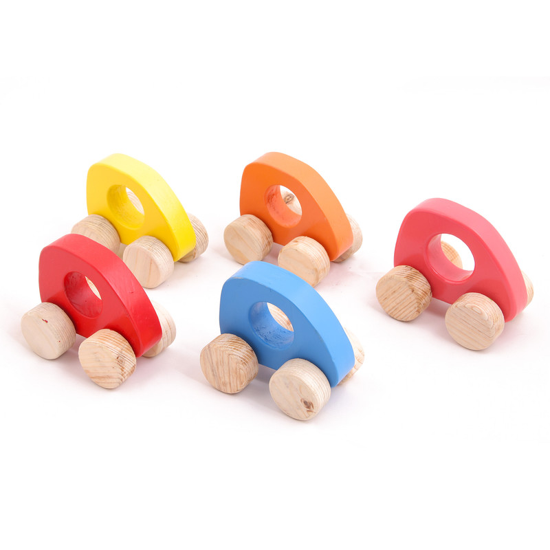 Wooden Push & Pull Toy  Nano Car's set for Kids - Small Size(5 pcs) - Multicolour - Development Toy, Indoor & Outdoor Toy