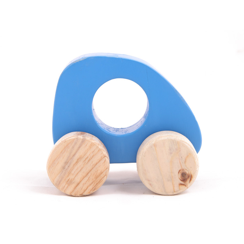 Wooden Push Toy  Blue Nano Car for Kids - Small Size(1 pcs) -  Development Toy, Indoor & Outdoor Toy