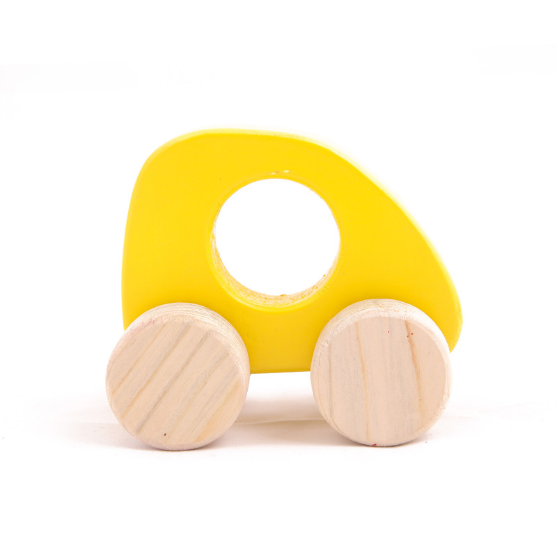 Wooden Push Toy Yellow Nano Car  for Kids - Small Size(1 pcs)- Development Toy, Indoor & Outdoor Toy