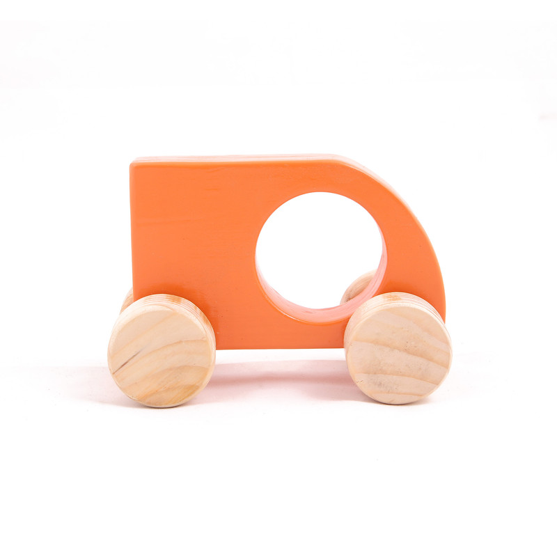 Wooden Push & Pull Toy Orange Mini Sumo  Car for Kids - Small Size  (1 pcs)-  Development Toy, Indoor & Outdoor Toy