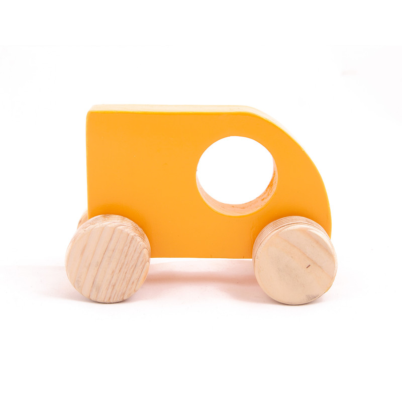 Wooden Push & Pull Toy Yellow Mini Sumo Car for Kids - Small Size  (1 pcs)-  Development Toy, Indoor & Outdoor Toy