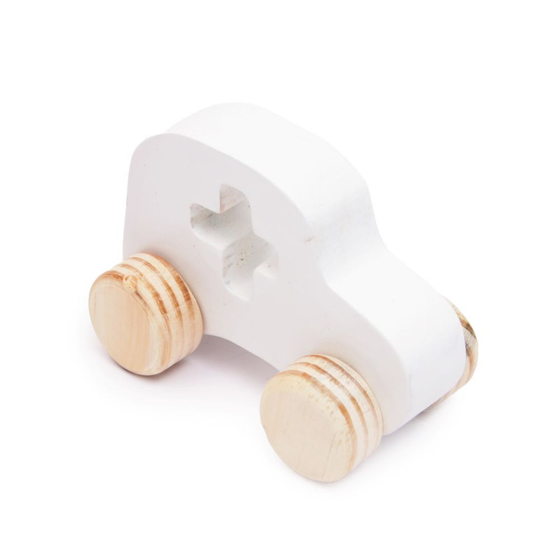 Wooden Push & Pull Emergency Toy Vehicle - Ambulance (Small Size)(Piece 1 ) Development Toy, Indoor & Outdoor Toy