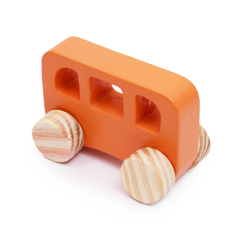 Wooden Push & Pull Emergency Toy Vehicle car Set - School Bus (Small Size)(Piece 1 ) - Development Toy, Indoor & Outdoor Toy