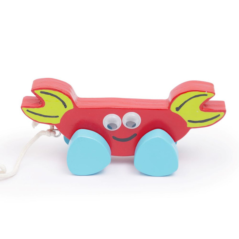 Wooden Push & Pull along Toy (CRAB) (Red) - Large Size (1 pcs)