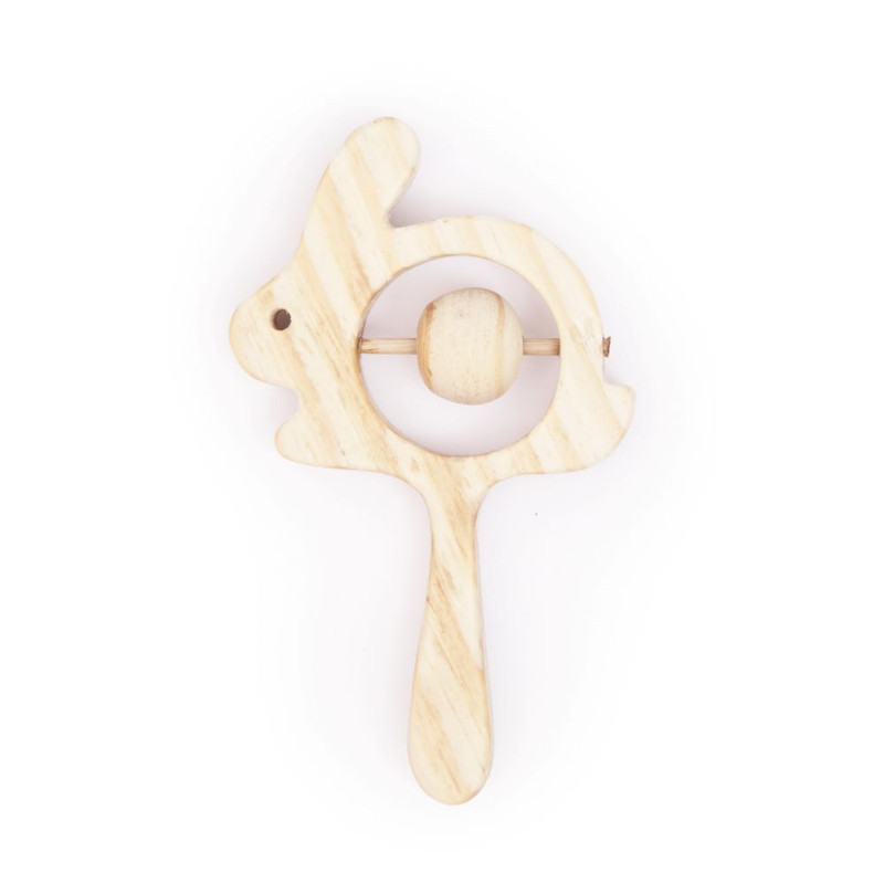 Wooden Handmade Sensory Stimulating - Rabbit Rattle For Born Babies(1 Piece)