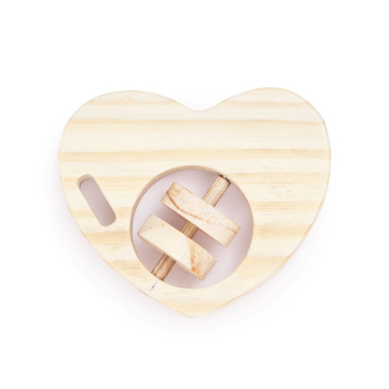 Wooden Handmade Sensory Stimulating - Heart Rattle For Born Babies (1 Piece)