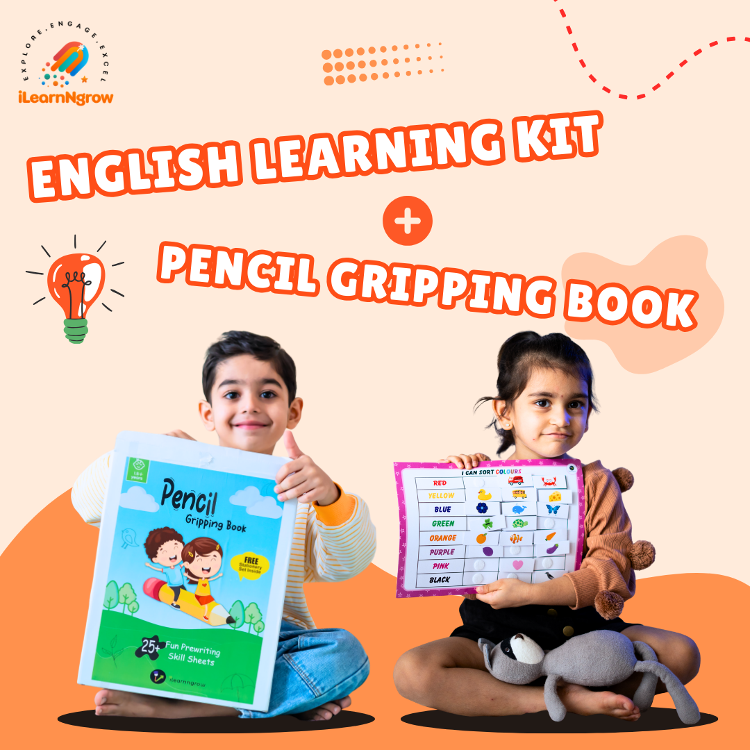 ilearnngrow English Learning Kit + Pencil Gripping Book Combo Set