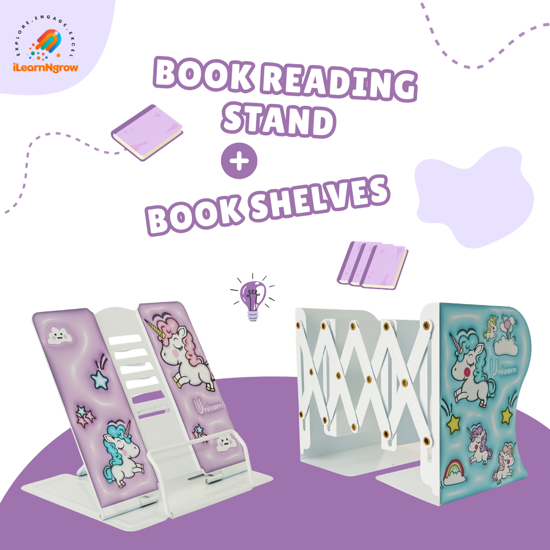 ilearnngrow Book Shelves + Book Reading Stand Combo Set
