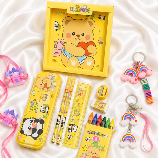 iLearnNGrow Panda Theme Stationery Rakhi Combo-Cute Panda Pencil Box Set with Rakhi for Kids