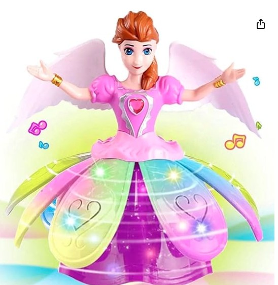 Toylura Angel Girl Musical Dancing Rotating Toy with Attractive Multi-Color Flashing Lights