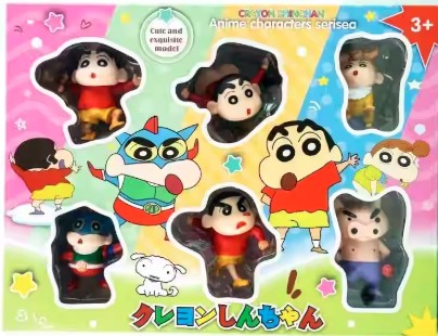 Toylura 6PCS Cute Crayon Shin Chan Figure Mini Anime Collectible Toy