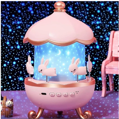 Toylura Bunny Night Lamp Projector with Starry Sky Lights