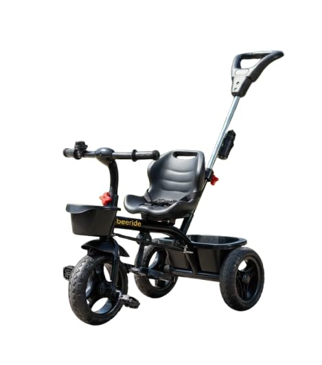 Beeride Baby Tricycle for Kids 1-5 Years with Parental Push Handle | Safety Seat Belt, Ring Bell & Non-Slip Pedals | Sturdy & Comfortable Ride-On Trike for Toddlers