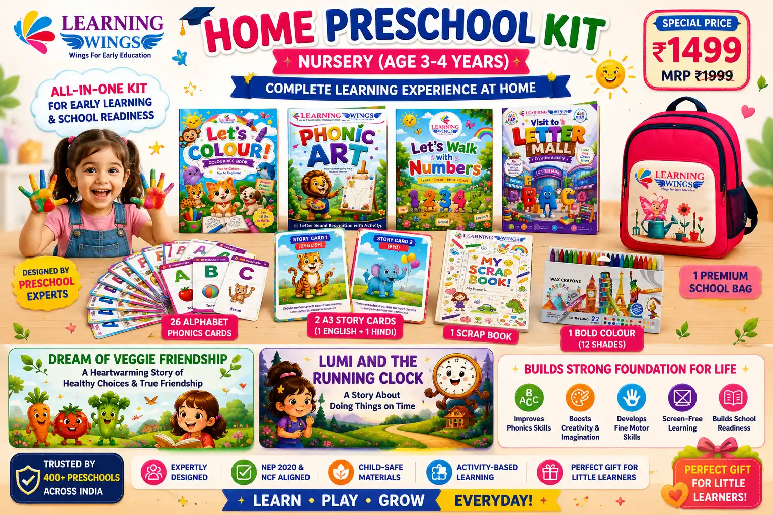 Learning Wings Kids Story Books Set of 5 for Ages 2-4 Years | Fizzi Wizzi, Knock Knock