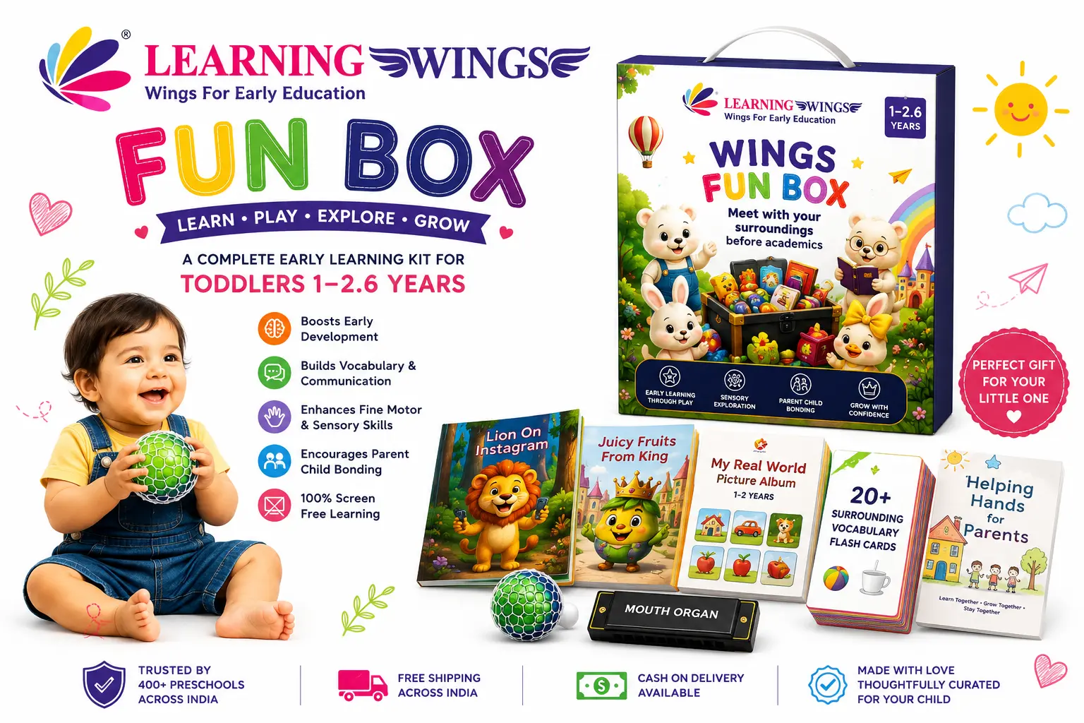 Learning Wings Home Preschool Kit | Playway (Age 1-2 Years) | Complete Home Schooling Kit