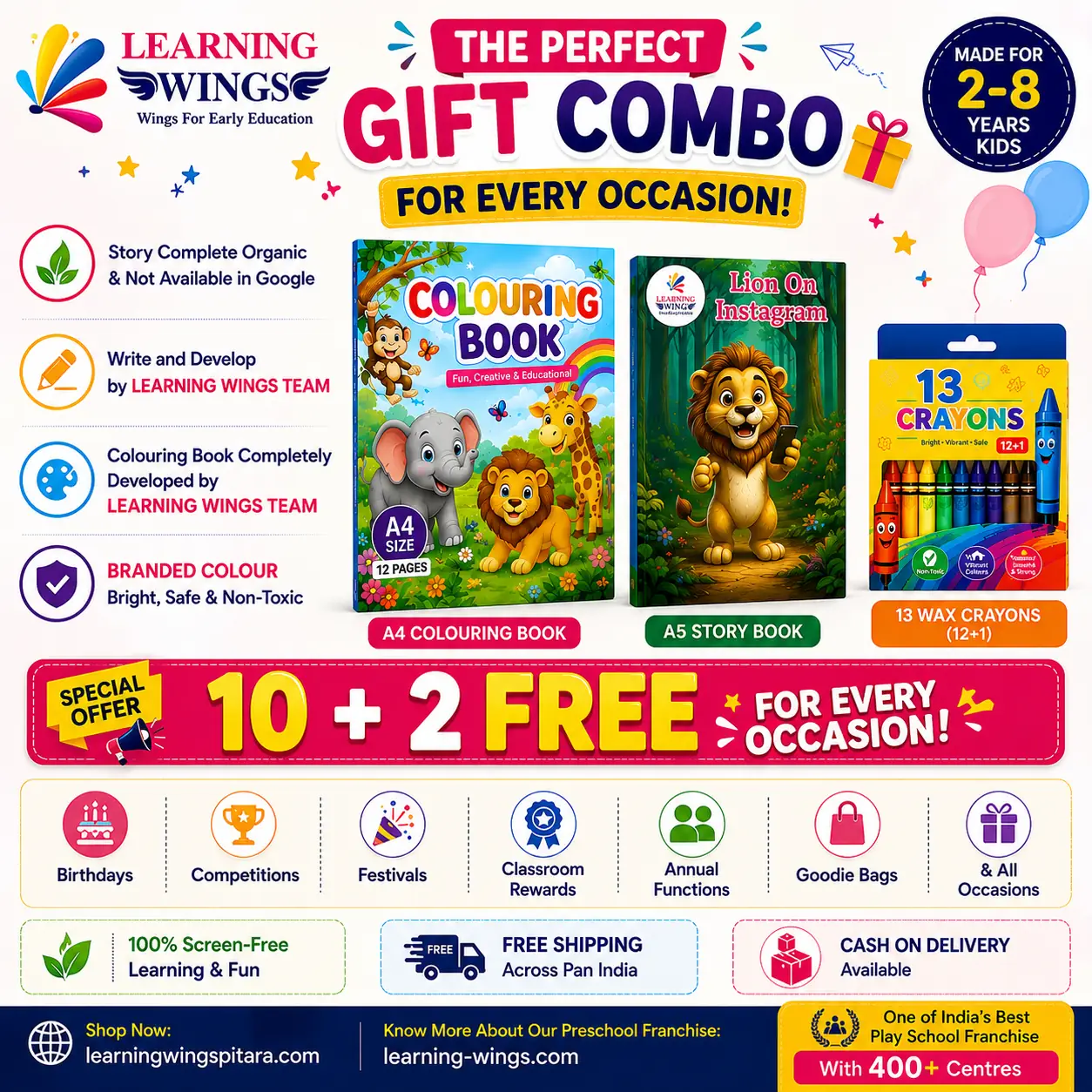 Learning Wings Let's Colour! Kids Creative Combo - The Perfect Gift for Kids (Age 2-8)