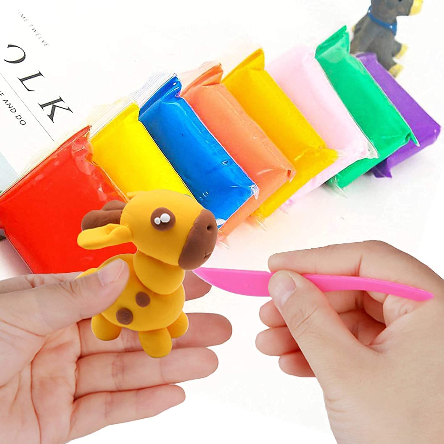 Toyfinity Bounce Clay 12 Different Color Fluffy Foam with Tools, Pack of 12 (1 Piece Each Color) Super Light DIY for Model air Dry Clay Fun Toy, Creative Art DIY Crafts, Gift for Kids